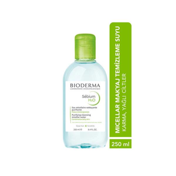 Bioderma Sebium H2O Cleansing Water for Combination/Oily Skin - 8.45 fl oz, Non-Comedogenic, No-Rinse Formula