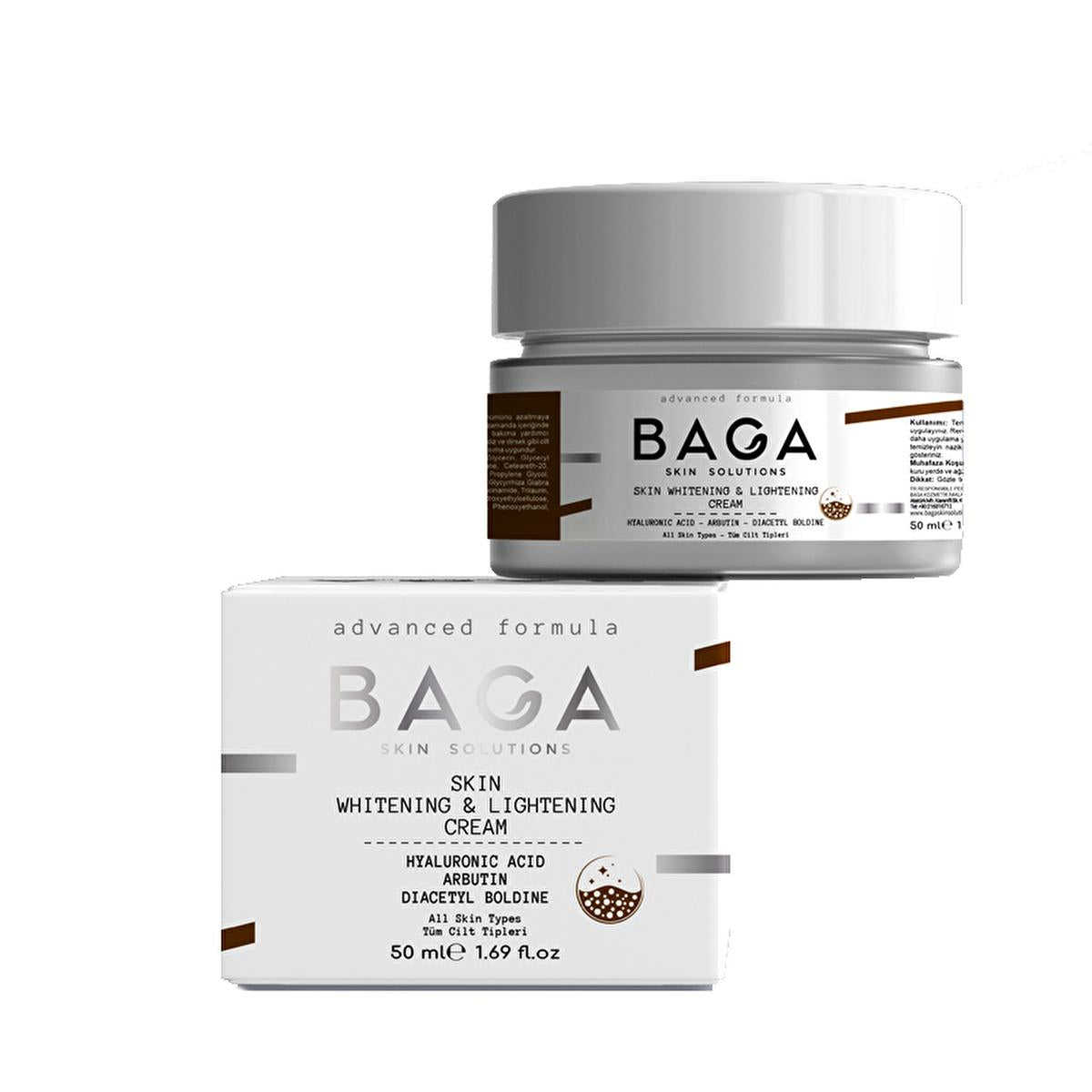 Baga Anti Dark Skin Lightening & Brightening Cream - Dark Spot Remover, Hyperpigmentation & Age Spot Treatment - Arbutin & Niacinamide - 1.69 fl oz