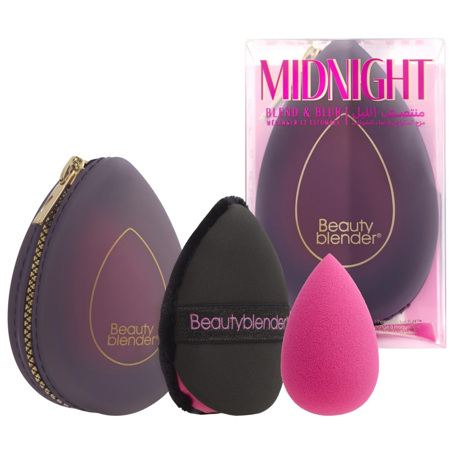 Beautyblender Midnight Blend & Blur Set: Flawless Makeup Application with Original Sponge, Power Pocket Puff & Travel Case | Vegan & Cruelty-Free