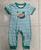 Short Sleeve Striped Embroidery Pattern One-piece