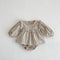 Cotton Baby Ruffle Collar Striped Long Sleeved Skirt Bread Pants Set
