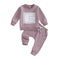 Letter-print Long-sleeve Top And Solid-color Pants Two-piece Set