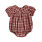 Girls Princess-Style Collar Plaid Bodysuit With Bib