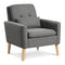 Accent Chair with Lumbar Pillow Natural Rubber Wood Legs Padded Cushions