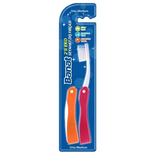 Banat Travel Toothbrush Set (2-Pack): Compact & Portable Manual Toothbrushes for Travel, Work & Home Oral Hygiene