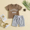 Children's Clothing Round Neck Letter Print Top Two-piece Set