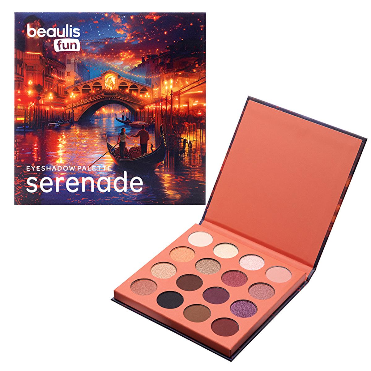 Beaulis Fun Serenade 16-Eyeshadow Makeup Palette - Nude & Dark Shades, Matte & Shimmer Finishes for Day & Night Looks