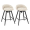 Upholstered Bar Stools Set of 2 with Footrest and Backrest