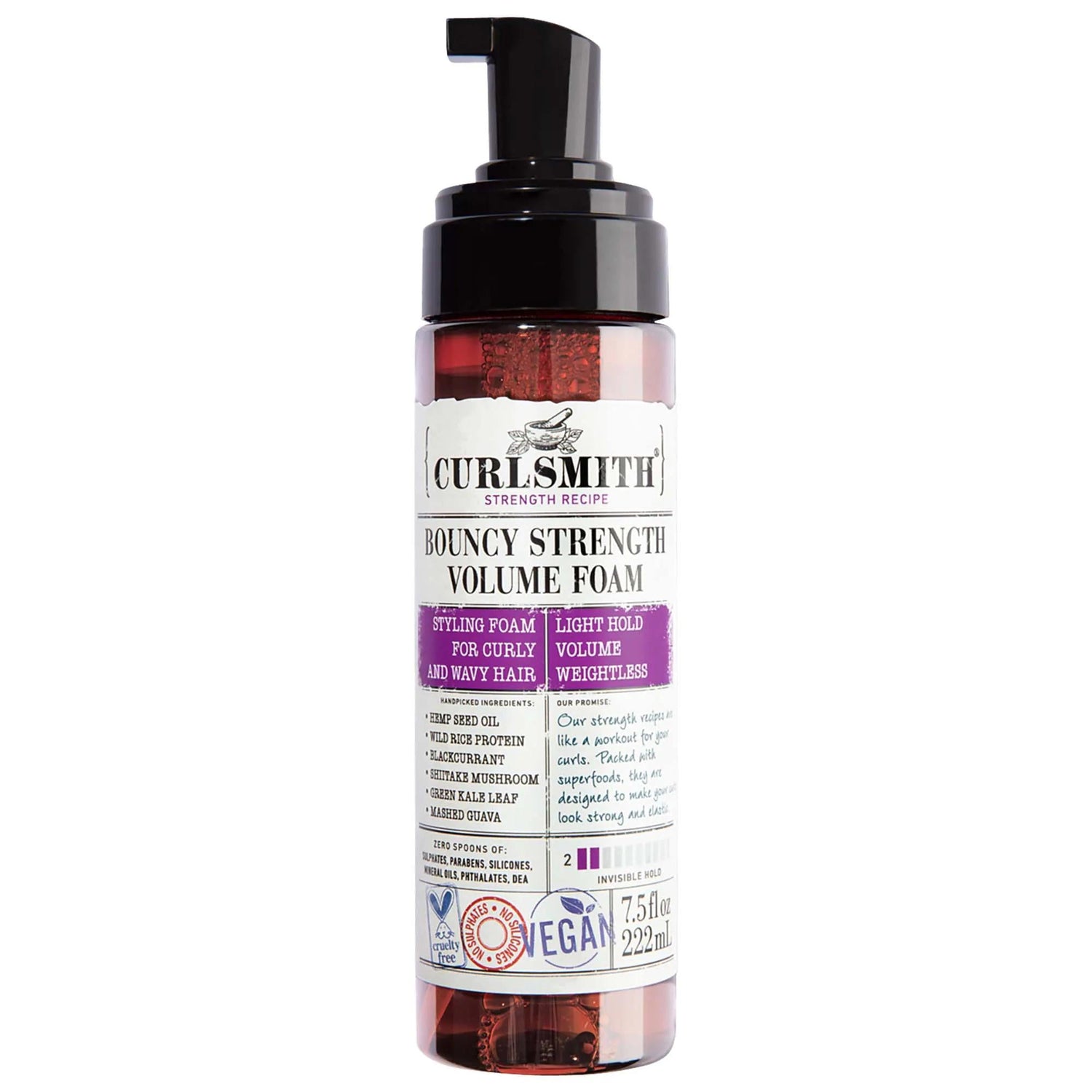 Bouncy Strength Volume Hair Foam - Vegan, Cruelty-Free Volumizing Hair Styler for Wavy & Curly Hair