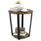 2-tier Round End Table with Storage Shelf & Metal Frame