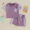 Women's Casual Plaid Pocket Short Sleeve Suit