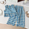 New Summer Korean-Style Polyester Plaid Three-Piece Set For Girls