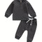 Toddler Thicken Waffle Clothes Set Boy Girls Buttons Round
