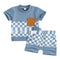 Fashion Personality Children's Shirt Plaid Shorts Suit