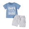 Summer Father's Day Boys' Letter Print Short-sleeve Tops And Shorts Two-piece Set