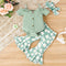 Solid Color Sling Off-shoulder Top Floral Bell-bottom Pants Suit