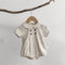 Girls' Short Sleeved Blouse Collar Jumpsuit