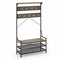 Coat Rack 4-In-1 Hall Tree with 11 Hanging Hooks Shoe Bench