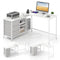 L-shaped Computer Desk with Power Outlet for Working Studying Gaming