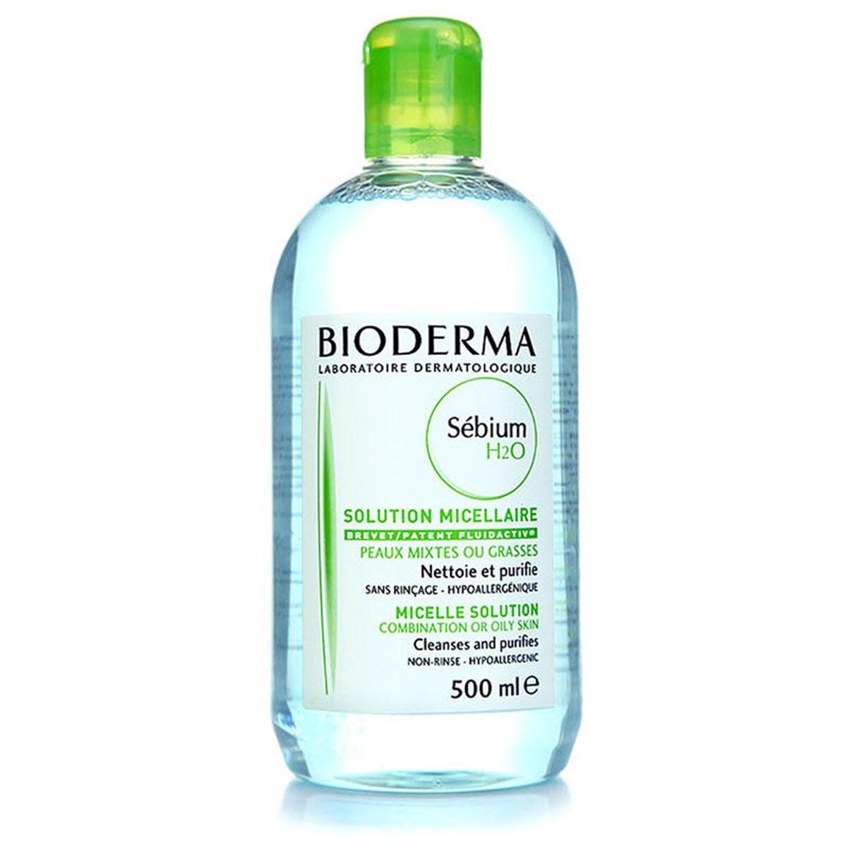Bioderma Sebium H2O Micellar Water for Oily and Acne-Prone Skin - Gentle Makeup Remover & Cleanser, Dermatologically Tested, 16.91 fl oz