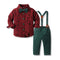 Boys' Cotton Long Sleeved Shirt And Overalls Set