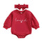 Children's Solid Color Romper Hair Band Set