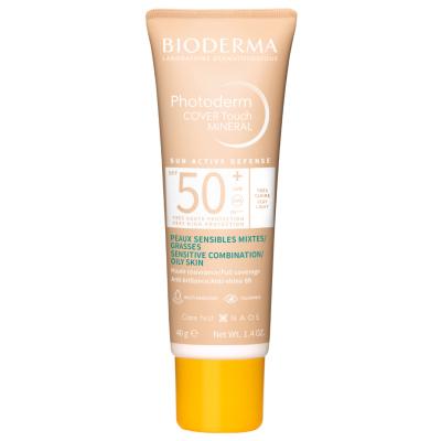 Bioderma Mineral Foundation with SPF50+ - Photoderm Cover Touch, Non-comedogenic Makeup with Zinc Oxide & Titanium Dioxide for Natural Sun Protection