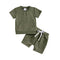 Boys And Girls Alphabet Embroidery Two-piece Suit