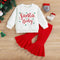 Christmas Autumn And Winter Girl Letter Jumpsuit Velvet Stitching Plush Bell-bottom Pants Children Suit