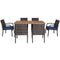 7Pcs Patio Rattan Cushioned Dining Set with Umbrella Hole