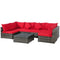 7 Pieces Patio Rattan Furniture Set Sectional Sofa Garden Cushion