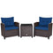 3 Pcs Patio Rattan Furniture Set Cushioned Conversation Set Coffee Table-Beige