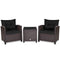 3 Pcs Patio Rattan Furniture Set Cushioned Conversation Set Coffee Table-Beige