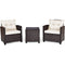 3 Pcs Patio Rattan Furniture Set Cushioned Conversation Set Coffee Table-Beige