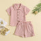 Summer Cotton And Linen Casual Style Short Sleeve Lapel Polo Shirt Two-piece Suit