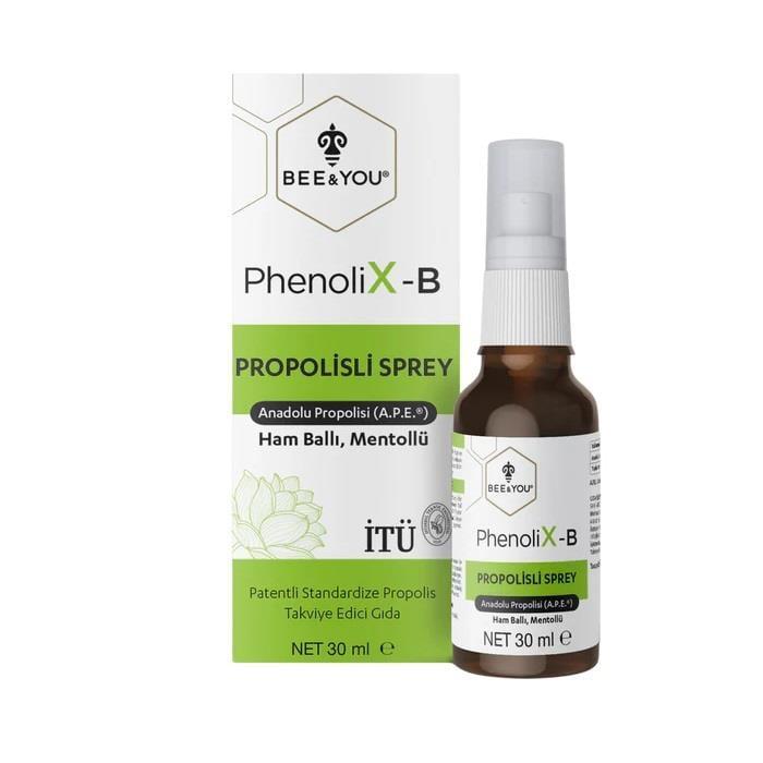 BEE & YOU PhenoliX-B Propolis Spray Supplement - Natural Health Support with Propolis, Honey & Menthol - 1.01 fl oz