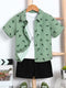 Baby Short Sleeve Shorts Cardigan Two-piece Set Animal Dinosaur Print