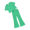 Girls' Short-sleeved Shirt Bell-bottom Pants Two-piece Set