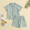 Summer Cotton And Linen Casual Style Short Sleeve Lapel Polo Shirt Two-piece Suit