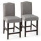 2 Pcs Fabric Nail Head Counter Height Dining Side Chairs Set