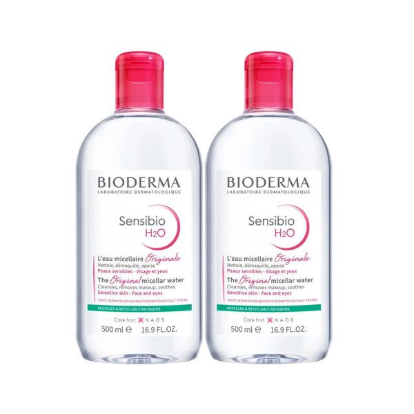Bioderma Sensibio H2O Micellar Water for Sensitive Skin, Gentle Makeup Remover and Cleanser - 500ml Twin Set