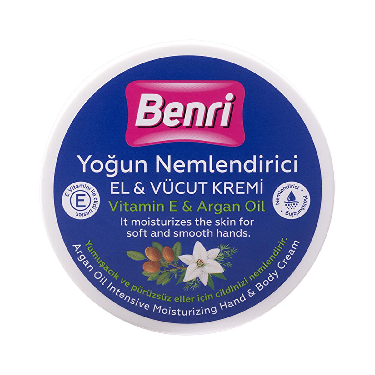 Benri Argan Oil Intensive Moisturizing Hand & Body Cream - 16.91 fl oz - Nourishing, Non-Greasy, Natural Skincare