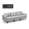 Convertible Leather Sofa Couch with Magazine Pockets 3-Seat with 2 USB Port