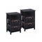 3 Tier Set of 2 Wood Nightstand with 1 and 2 Drawer