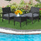 3 Pieces Outdoor Rattan Patio Conversation Set with Seat Cushions