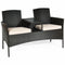 Modern Patio Conversation Set with Built-in Coffee Table and Cushions