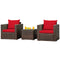 3 Pcs Patio Conversation Rattan Furniture Set with Cushion