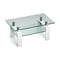 Rectangle Glass Coffee Table with Metal Legs for Living Room