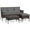 3 Pieces Patio Furniture Sectional Set with 5 Cozy