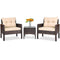 3 Pcs Outdoor Patio Rattan Conversation Set with Seat Cushions-Black